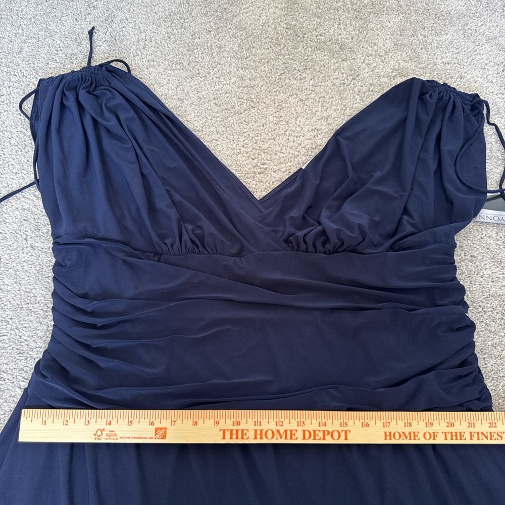 NWT Kiyonna Plus Size Navy Blue Short Dress Sz 4X Ruched Shoulders V-Neckline - Picture 11 of 13